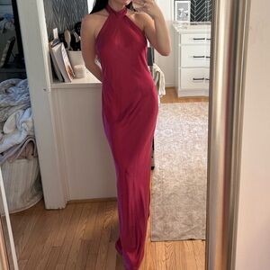 Elegant Red Halter Neck Dress